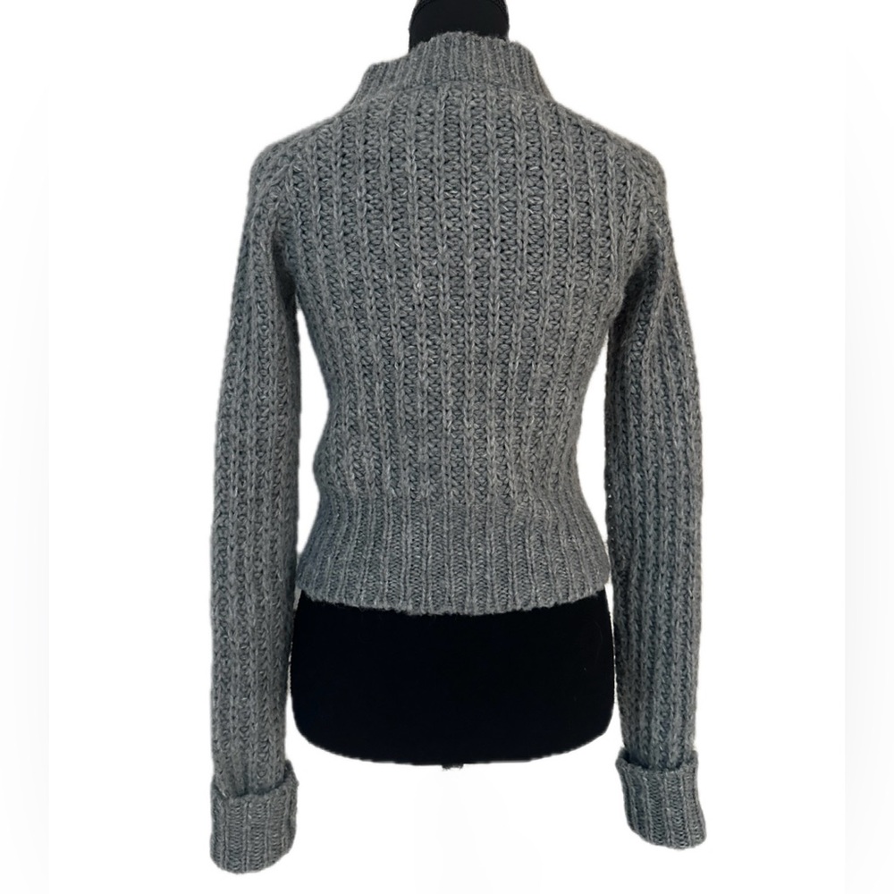 EASTSIDE WESTSIDE ~ Gray Wool Knit Sweater w/Zipper Detail at Collar size M - Picture 5 of 11